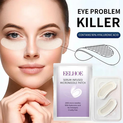 1 par de parches antiarrugas con microagujas para ojos, con colágeno para una hidratación profunda y suavizar las patas de gallo y la hinchazón.