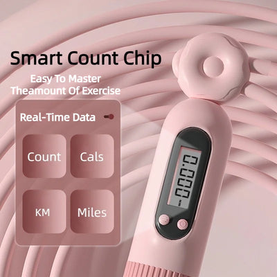 Cuerda para saltar con contador ajustable, para saltar calorías, inteligente, para hacer ejercicio y perder peso, acero, entrenamiento, deporte en casa