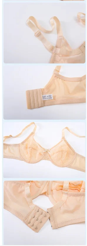Sujetadores de encaje con realce para mujer, transparentes, balconette, cobertura total, con aros, sin forro, lencería de uso diario.