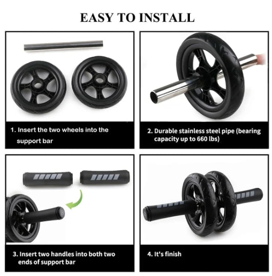 Rodillo para abdominales, rodillo para mantenerse en forma, artefacto para abdominales en casa, sin ruido, equipo de entrenamiento abdominal para entrenamientos de fuerza en el gimnasio.