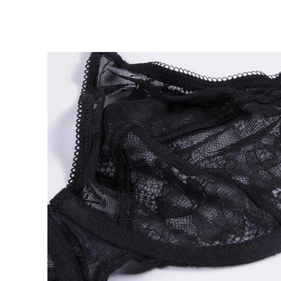 Sujetadores de encaje con realce para mujer, transparentes, balconette, cobertura total, con aros, sin forro, lencería de uso diario.