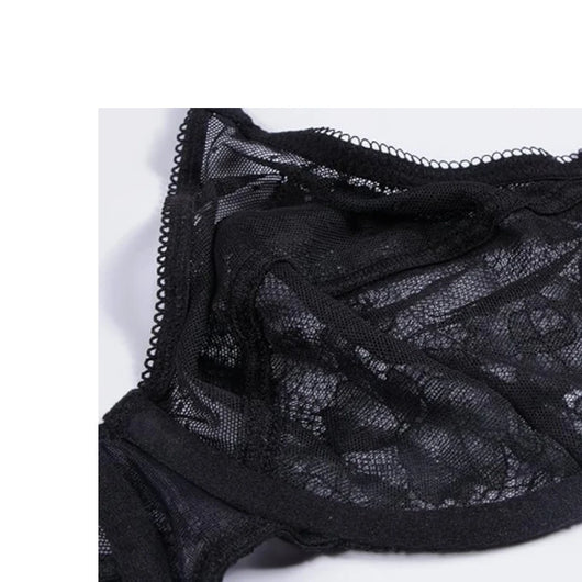 Sujetadores de encaje con realce para mujer, transparentes, balconette, cobertura total, con aros, sin forro, lencería de uso diario.