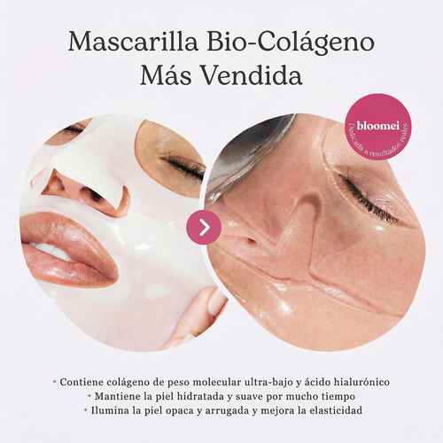 Mascarilla profunda Bio-Colágeno Real, suplemento de colágeno, mascarilla de hidrogel hidratante nocturna, mejora la elasticidad, minimiza los poros y reafirma.