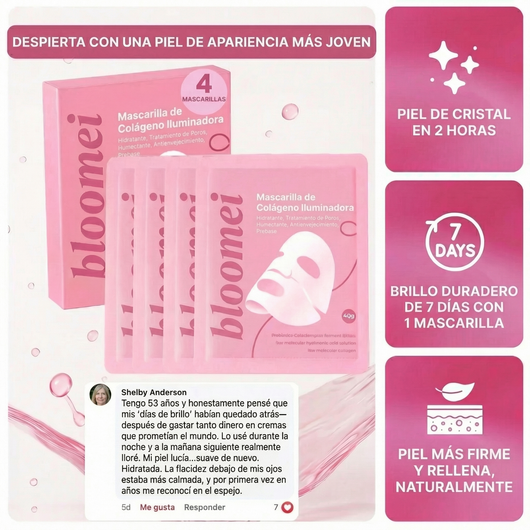 Mascarilla profunda Bio-Colágeno Real, suplemento de colágeno, mascarilla de hidrogel hidratante nocturna, mejora la elasticidad, minimiza los poros y reafirma.